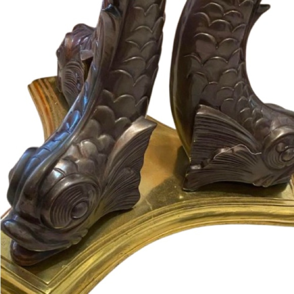 Vintage Fish Motif Table Base with Gold Accents